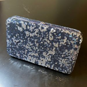Blue & silver sequined evening clutch (NWOT)